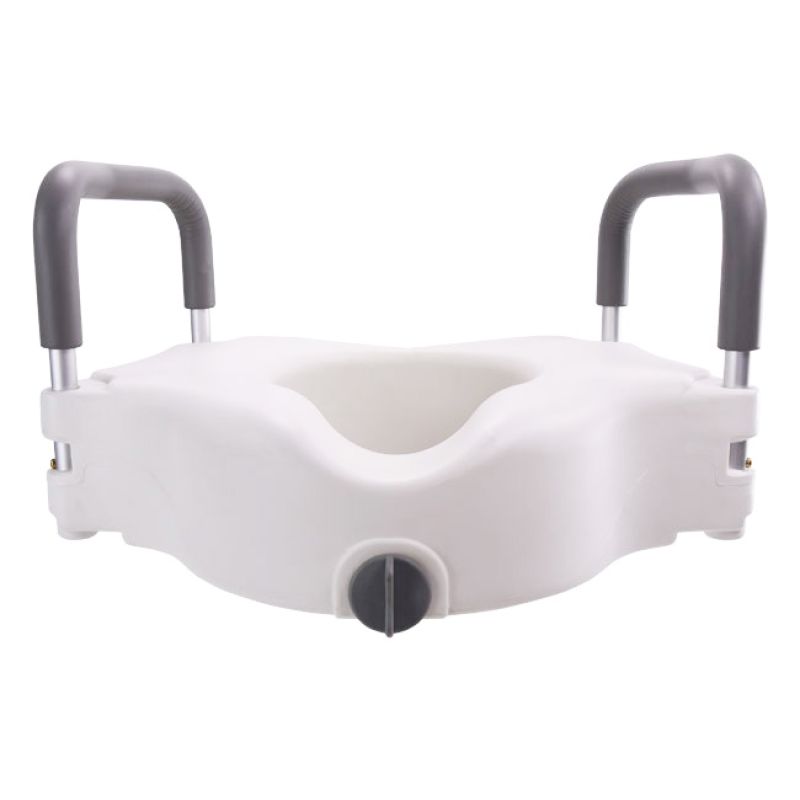 Raised toilet seat with removable arms