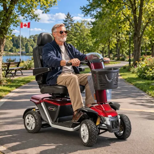 Pride Pursuit XL mobility scooter in Ottawa summer park